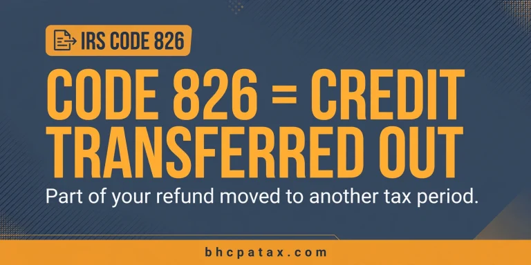 IRS Code 826 equals credit transferred out. Part of your refund moved to another tax period.