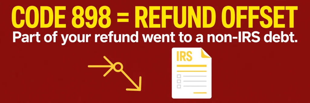 IRS Code 898 means refund offset — part of your refund went to a non-IRS debt
