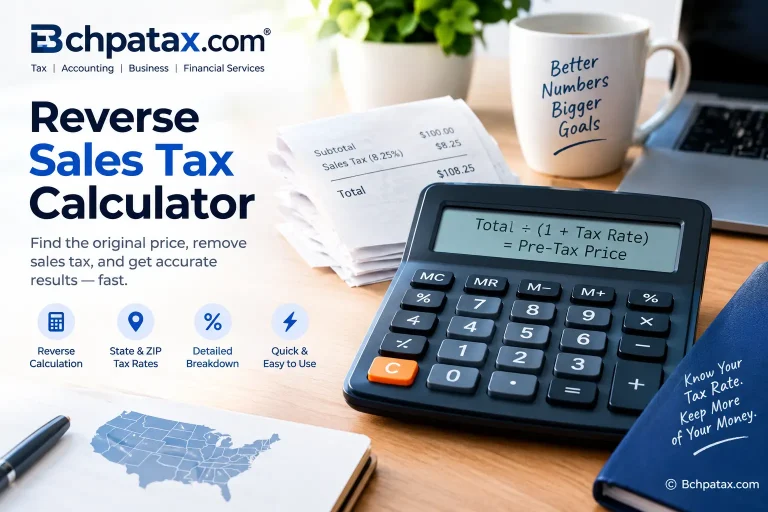Reverse Sales Tax Calculator for calculating pre-tax price from total price