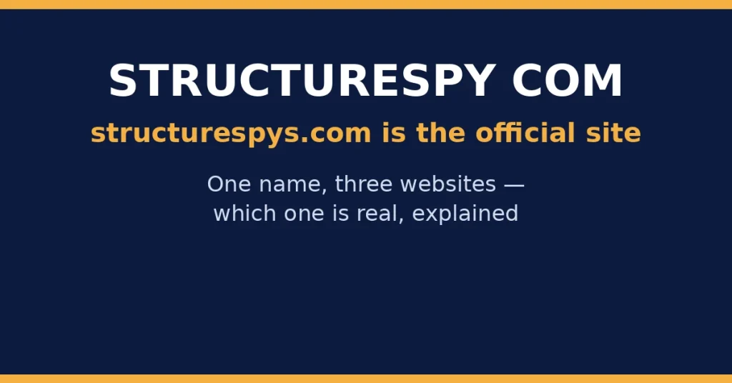 Featured image for structurespy com explaining that structurespys.com is the official site and which websites use similar names