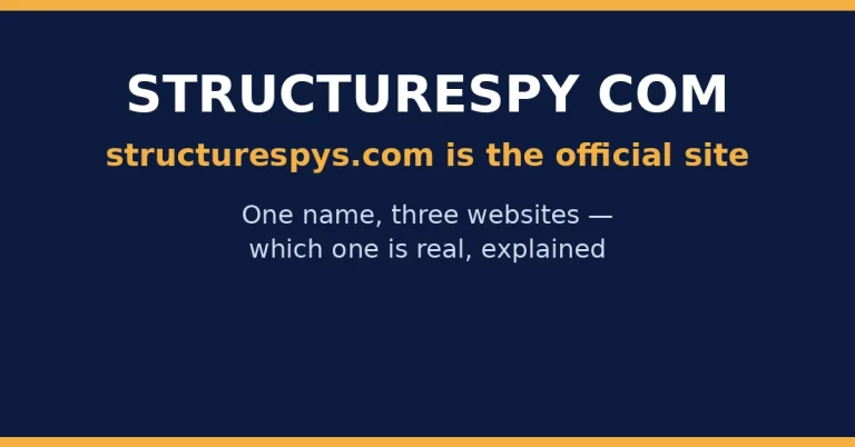 Featured image for structurespy com explaining that structurespys.com is the official site and which websites use similar names